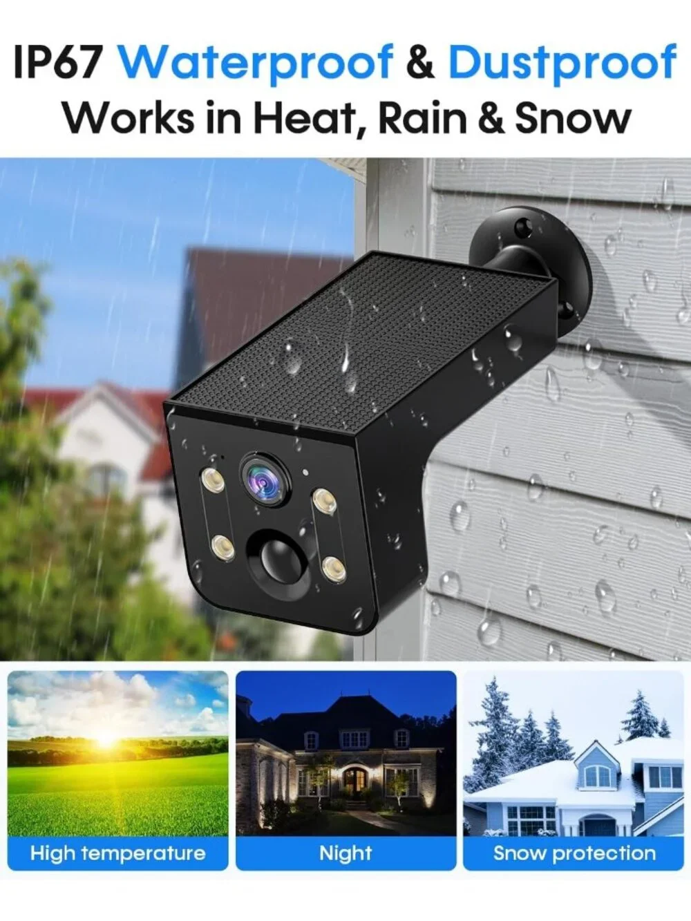 2K Solar Security Camera - Clear Outdoor Wireless, HDR, Live View & Quick Alerts